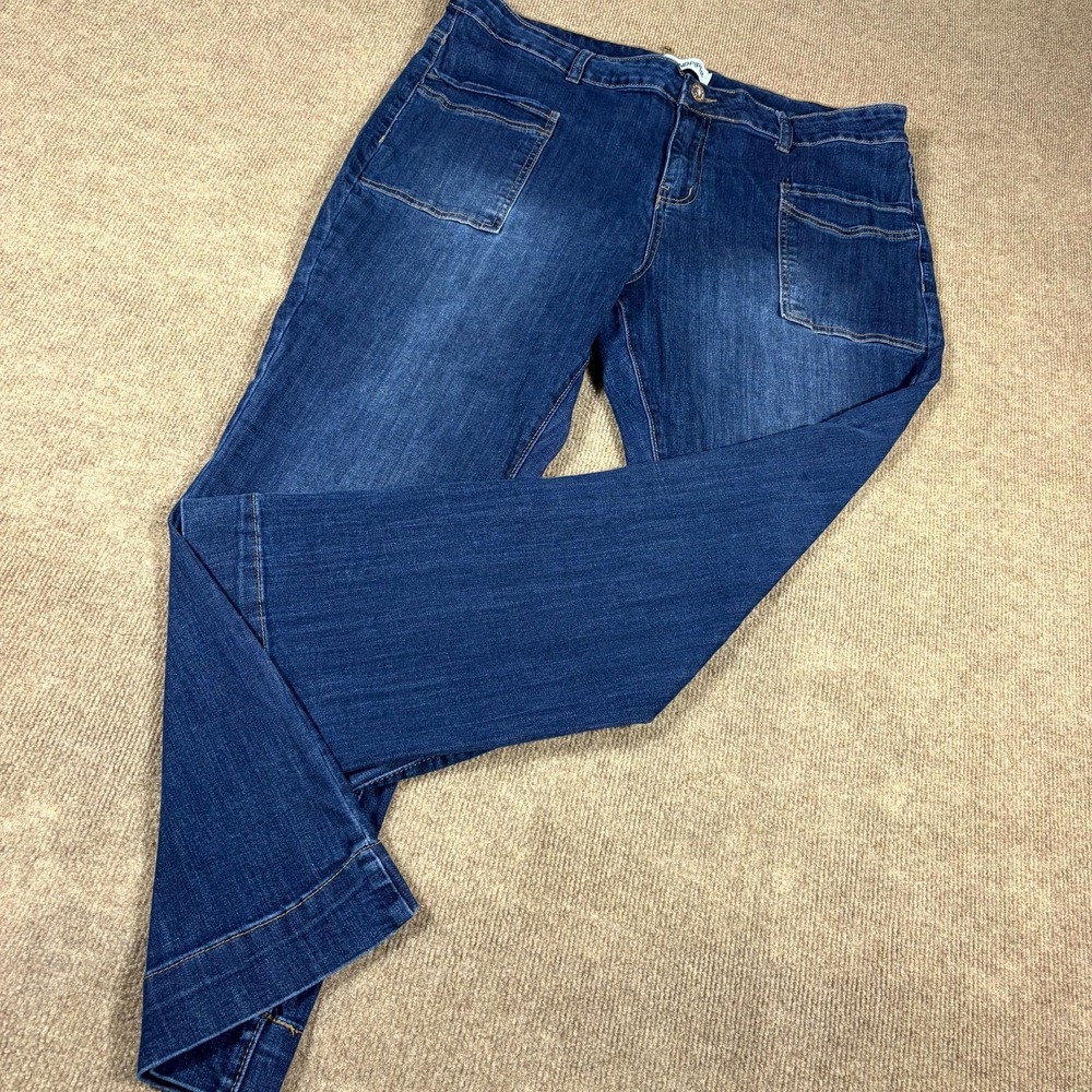 Sandpiper Jeans Womens 20W Blue Denim Cotton Stretch Wide Leg Pockets Outdoor